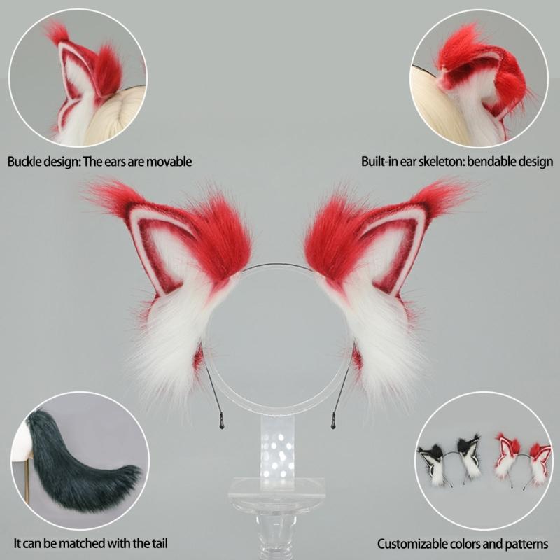 Handmade Adjustable Plush Animal Ears Headbands With Bendable Wire For Cosplays Halloween Costume Party Accessories