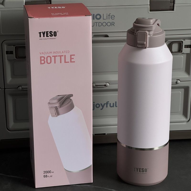 Tyeso304 Stainless Steel Portable Sports Bottle 2000ml Ultra-Large Capacity Thermos Cup Outdoor Portable Direct Drinking Cup