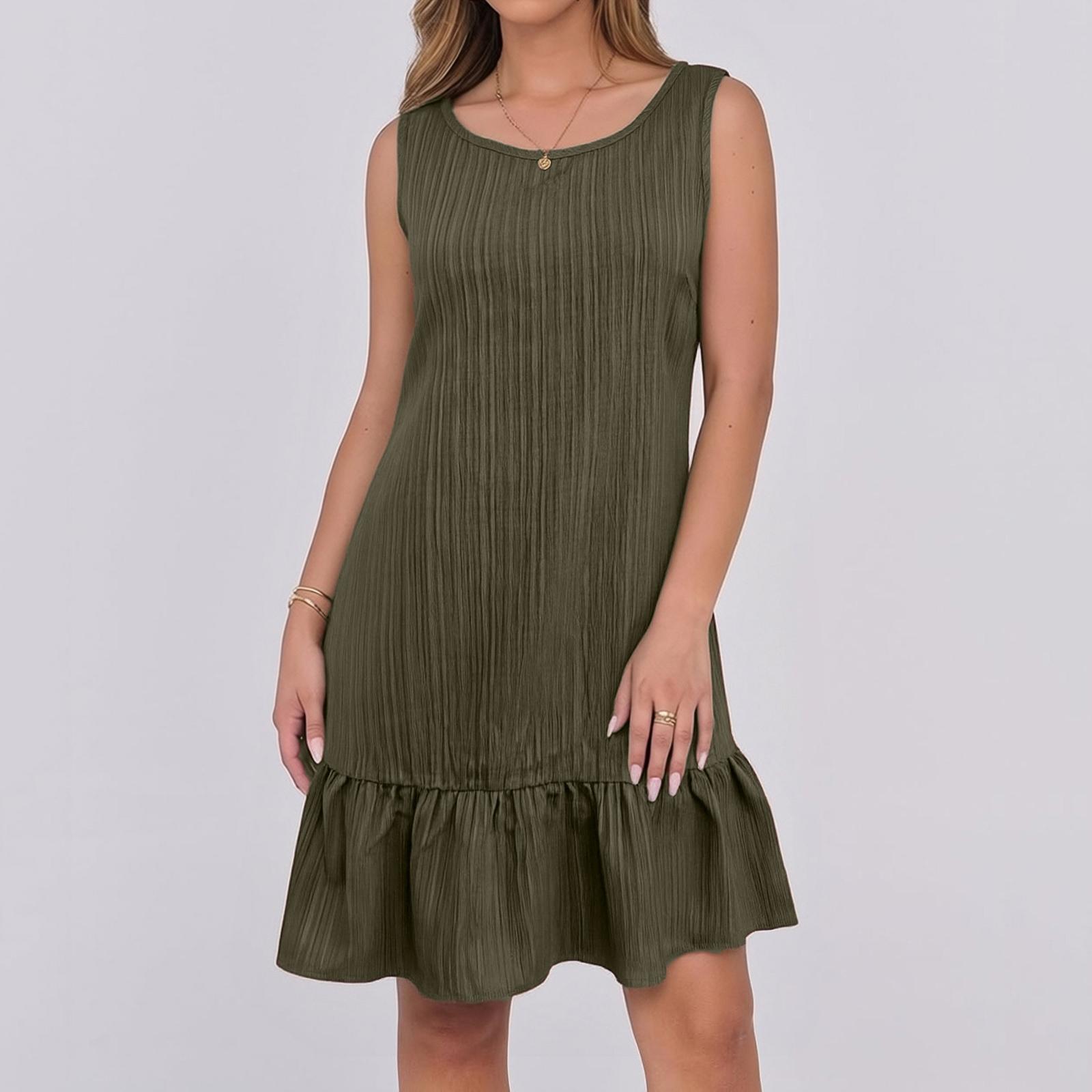 Women French High Quality Temperament Spring Summer Sleeveless Vest Dress XXL