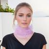 Fashionable Four-Season Nylon Mesh Scarf Adorned with Lace And Pearl Decorations, Providing Lightweight And Transparent Neck Protection.
