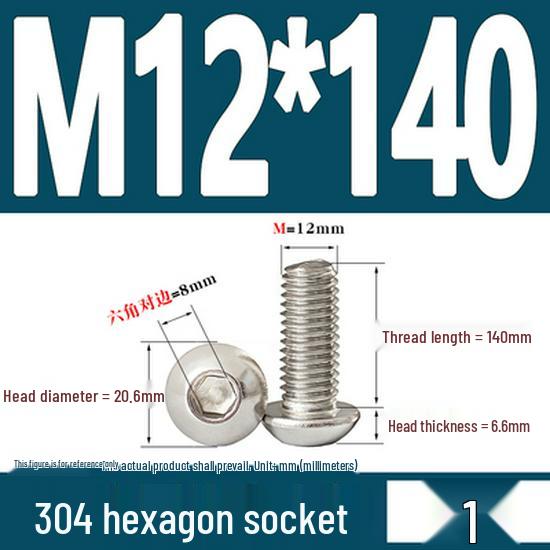 ISO7380 Stainless Steel Hex Drive Dome Head Screws - M2 to M16