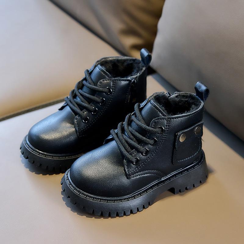 Winter Girls Snow Boots Children Soft-sole Non-slip Rivets Boys Cotton Shoes Child Outdoor Baby Warm Plush Princess Boots I10058