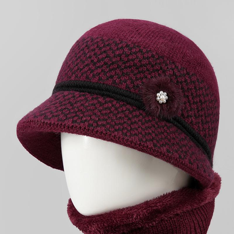 Hat Women'S Season Ear Protection Warm Mom Hat Fleece Thick Ear Protection Grandma Grandma Elderly Cotton Hat