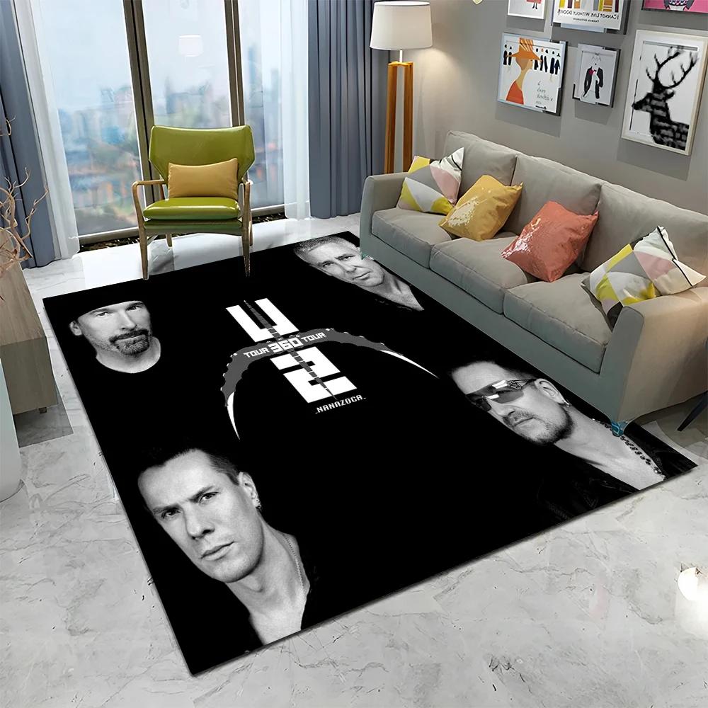 Tappeto Arazzo Stampa 3D U2 Rock Bang Bono, Tappeto per Soggiorno Camera da Letto Bambini Divano Zerbino Decorazione, Tappetino Antiscivolo per Bambini