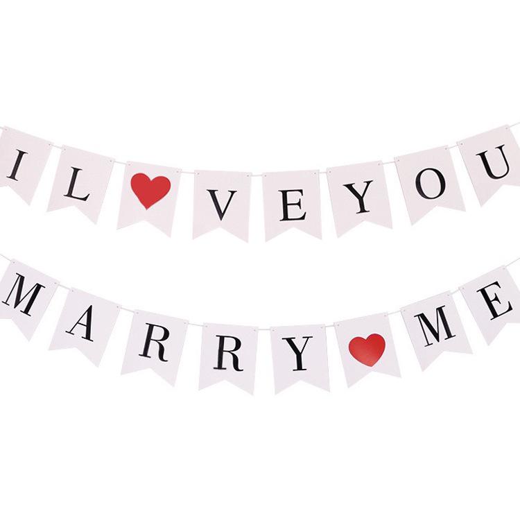 Valentine's Day Bilingual Fishtail Banner: Birthday, Proposal, Confession, Decorative Hanging Flag
