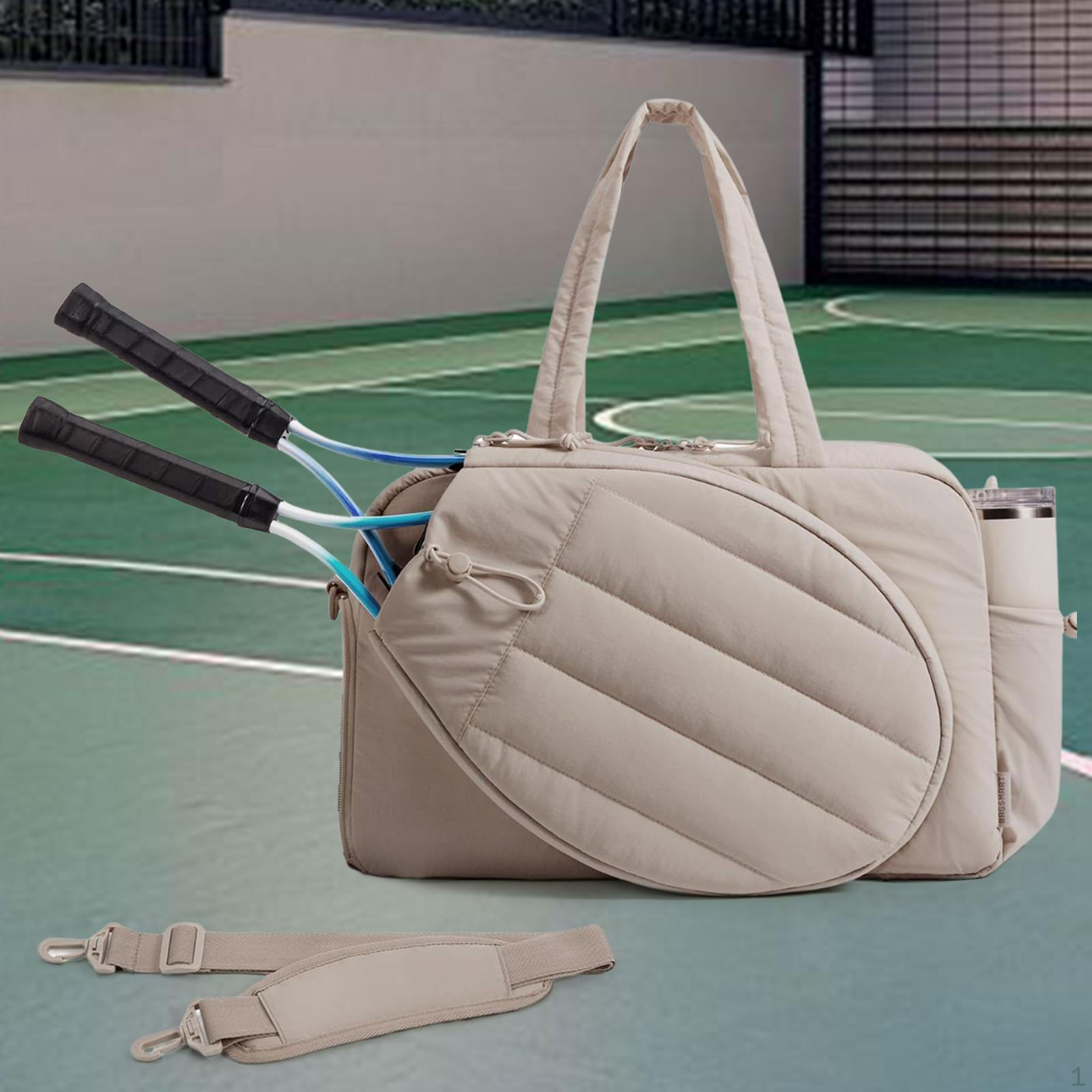 

Теннисная сумка для женщин Вмещает 2 ракетки с отделением для обуви На ночь Выходные Спорт коричневый