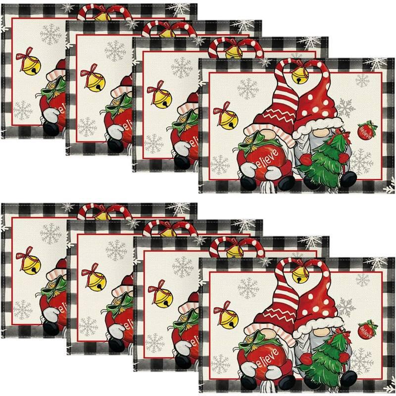 New Christmas Linen Square Placemat - Festive Party Tablecloth Decor, Beautify Coffee Table Mat.