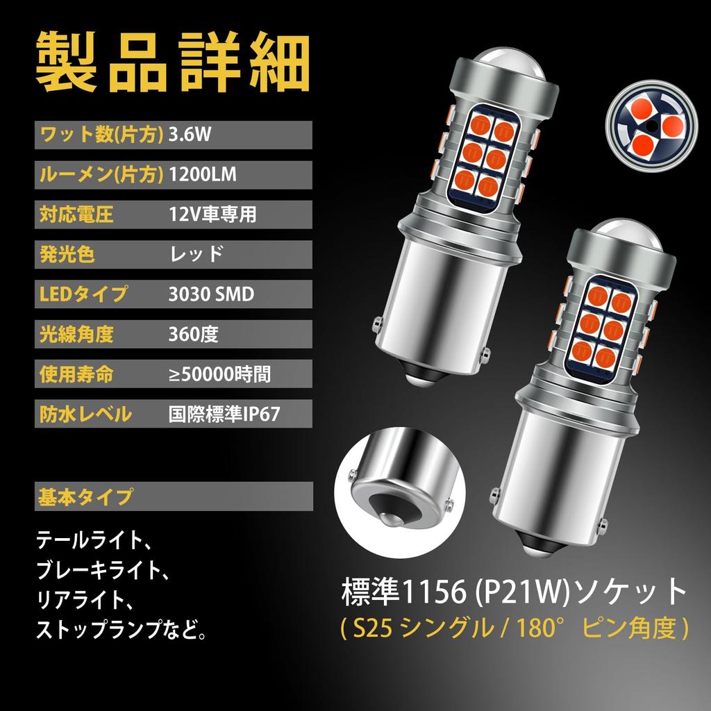 RUICC S25 LED Double Red Red Explosive Light (1157 BAY15D P21/5W LED Light, 180°