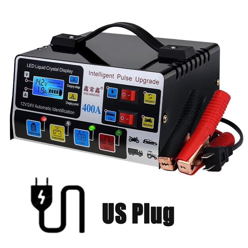 

12V/24V Car Battery Charger 220W High Power Fully Automatic Pulse Repair Smart LCD Display Full Self-stop Battery Fast Charger