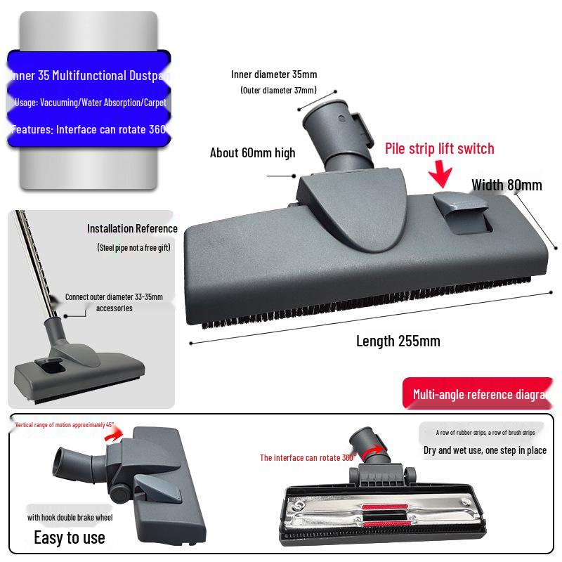 Compatible Vacuum Attachments for Midea Jeno: Floor Brush, Water Rake, and Universal Head