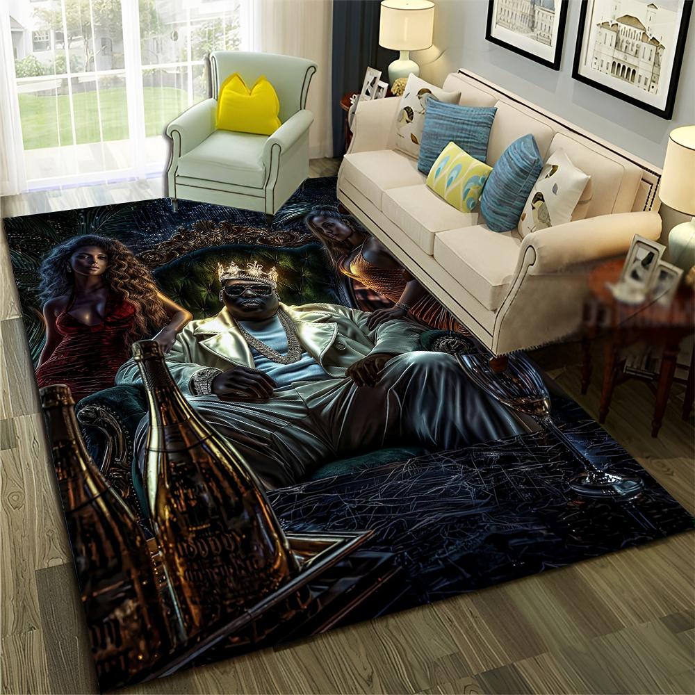 3D Top Rapper Legende Star Kunst Cartoon Hip Hop Teppich für Schlafzimmer Wohnzimmer Sofa Zuhause Fußmatte Dekor,großer Spiel-Rutschfester Bodenbelag