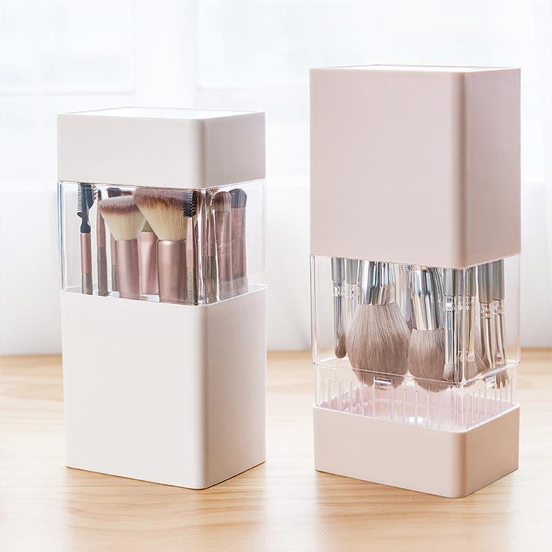 Praktischer Make-up-Pinselhalter-Organizer für Kosmetik-Make-up-Organizer, Lippenstift-/Bleistift-Aufbewahrungsregal, staubdichte Aufbewahrungsbox