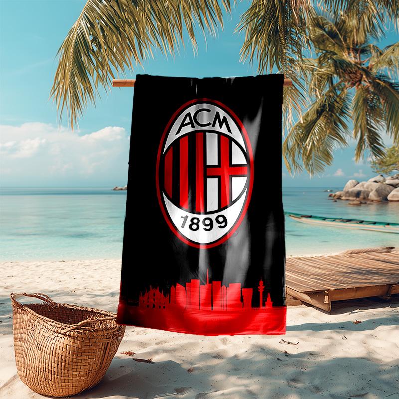 proof beach towel with Associazione Calcio Milan pattern - soft,absorbent,quick-drying,machine washable - perfect for swimming,camping,bathing