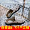 2025 summer new retro woven slippers hollow and breathable flat-bottomed sandals bag head wear half-drag fashion women's shoes