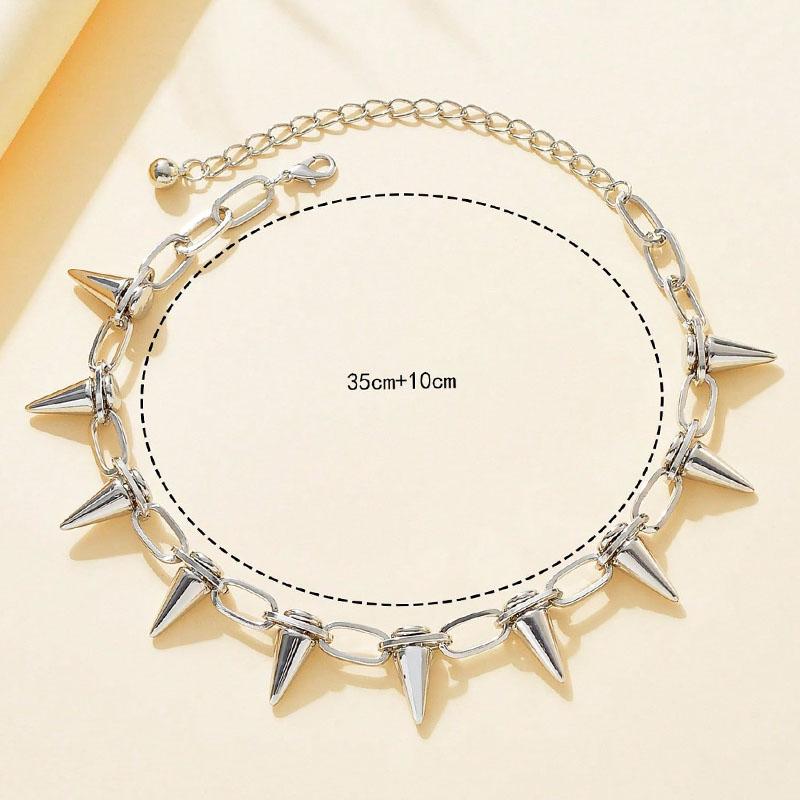 

Party Club Short Neck Chain Accessory Trendy Spike Choker Necklace Punk Style Sharp Rivet Collar Necklace for Women Men срібний