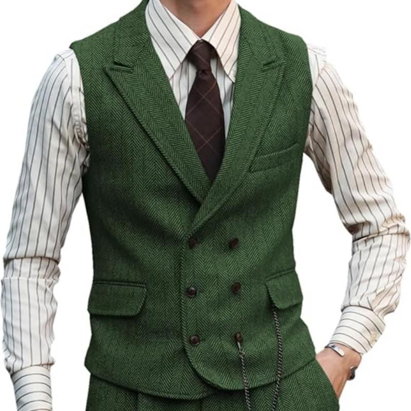 Men Vest Brown Suede Leather Gentleman Business Waistcoat Vintage Regular Slim Business Banquet Men Suit Vest