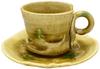 Seto Ware "Kato Rokubei" Coffee Cup & Saucer, Approx. 150ml Capacity, Yellow Seto Print (Gift Box), Made In Japan, 007-0023
