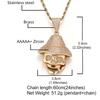 Lebi Pirate Skull Full Diamond Copper Set Zircon Pendant Twist Chain Hip Hop Men'S Necklace