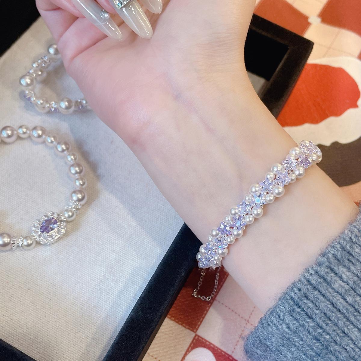 

Браслет из круглого жемчуга со звездообразным цирконом, роскошный, изысканный, высококлассный, нишевый, с темпераментом, универсальное украшение для женщин