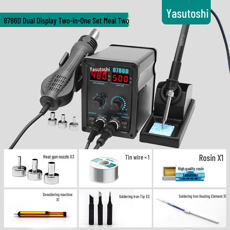 Anli Xin 878D/858D Hot Air & Soldering Station Combo for Lead-Free Mobile & PC Welding