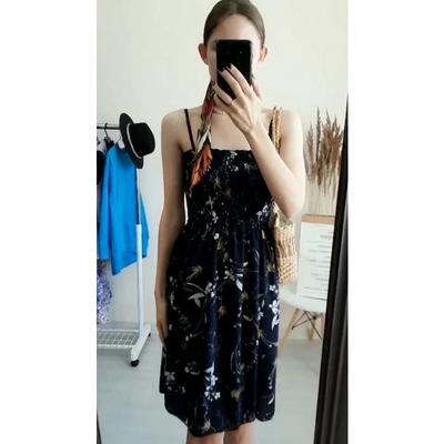 44 Color Summer Strapless Pleated Women Chiffon Dresses Female High Waist Spaghetti Strap Mini Floral Printed Dress Mujer Vestidos
