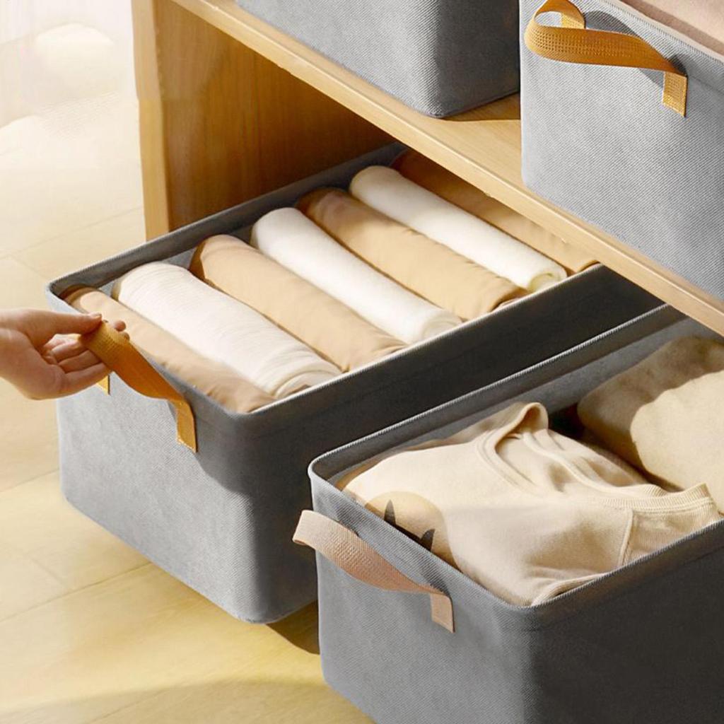 Closet Storage Bins Foldable Large Space-Saving Closet Organizing Baskets With Handle For Home Dorm Bathroom Shelf Wardrobe