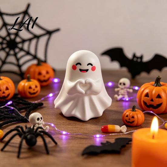 Cute Ghost Pen Holder Halloween Holder Mini Figurine Desk Decor Funny Decor Pencil Stand Ornament Creative Office Organizer Gift for Friends