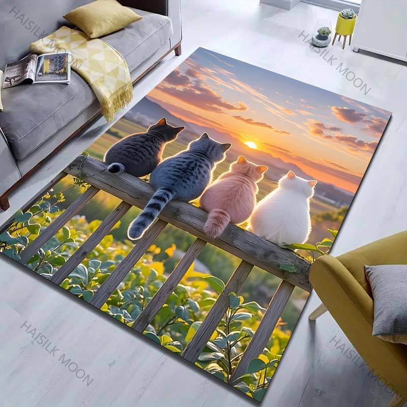 

Multiple sizes Cats Sunset Scenery Rug Pattern Carpet for Living Room Bedroom Sofa Home Decor Non-slip Floor Mat Luxury Gift 40cm x 60cm
