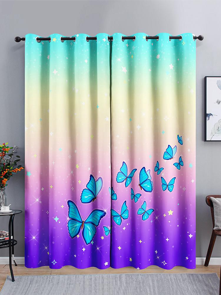 Gradual Change Landscape Chinese Curtains Sunshade Bedroom Curtains 3D Digital Printing Blackout Curtains