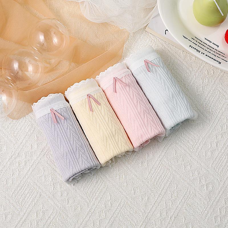 Antibacterial Pure Cotton Panties Jacquard Mid Waist Comfortable Triangle Women’s Panties