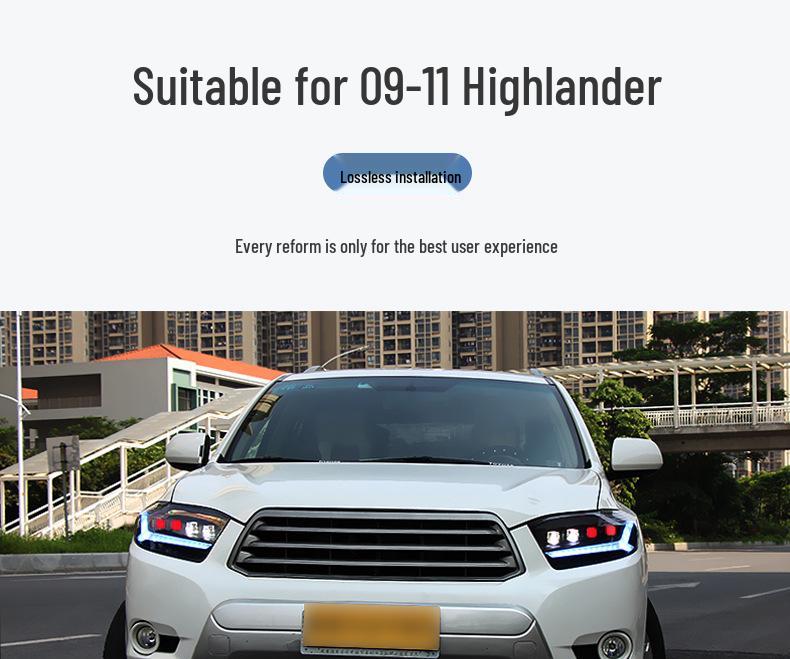 09-11 Toyota Highlander Matrix LED Headlight Assembly with Ice Blue LED DRL