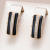 Black Enamel Square Dangle Earrings For Women Rose Gold Color Natural Zircon Accessories High Quality Daily Jewelry