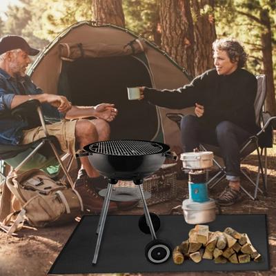 122/152/182x100CM BBQ Grill Fireproof Mat Heat Resistant Flame Retardant Anti-slip Deck Patio Outdoor Grass Lawn Floor Protection Rug Hearth Pad