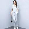 Abbigliamento Estivo da Donna Elegante Set Due Pezzi per la Stagione Estiva. Set con felpa casual sportivo alla moda in stile coreano.