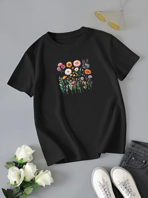 Oversized T-shirt with floral print 2XL