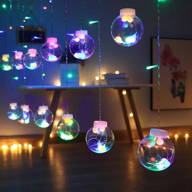 

3.5m 12 Balls 8 Modes Wish Ball Curtain Light Courtyard Atmosphere Lamp,EU Plug B