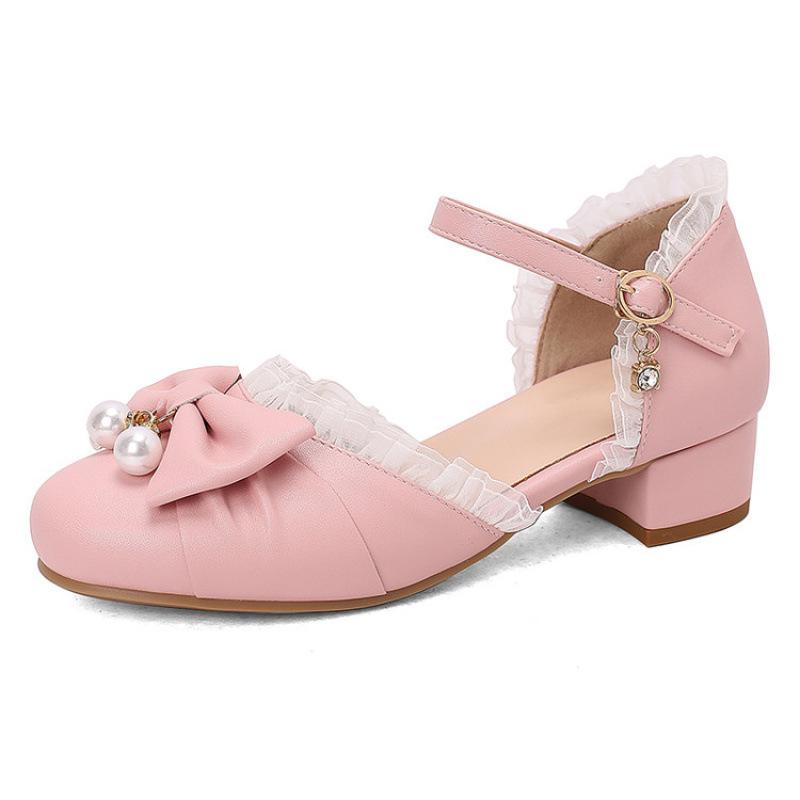 New girls sandals medium and older children's shoes students little girls show shoes princess high heels lolita children's sandals