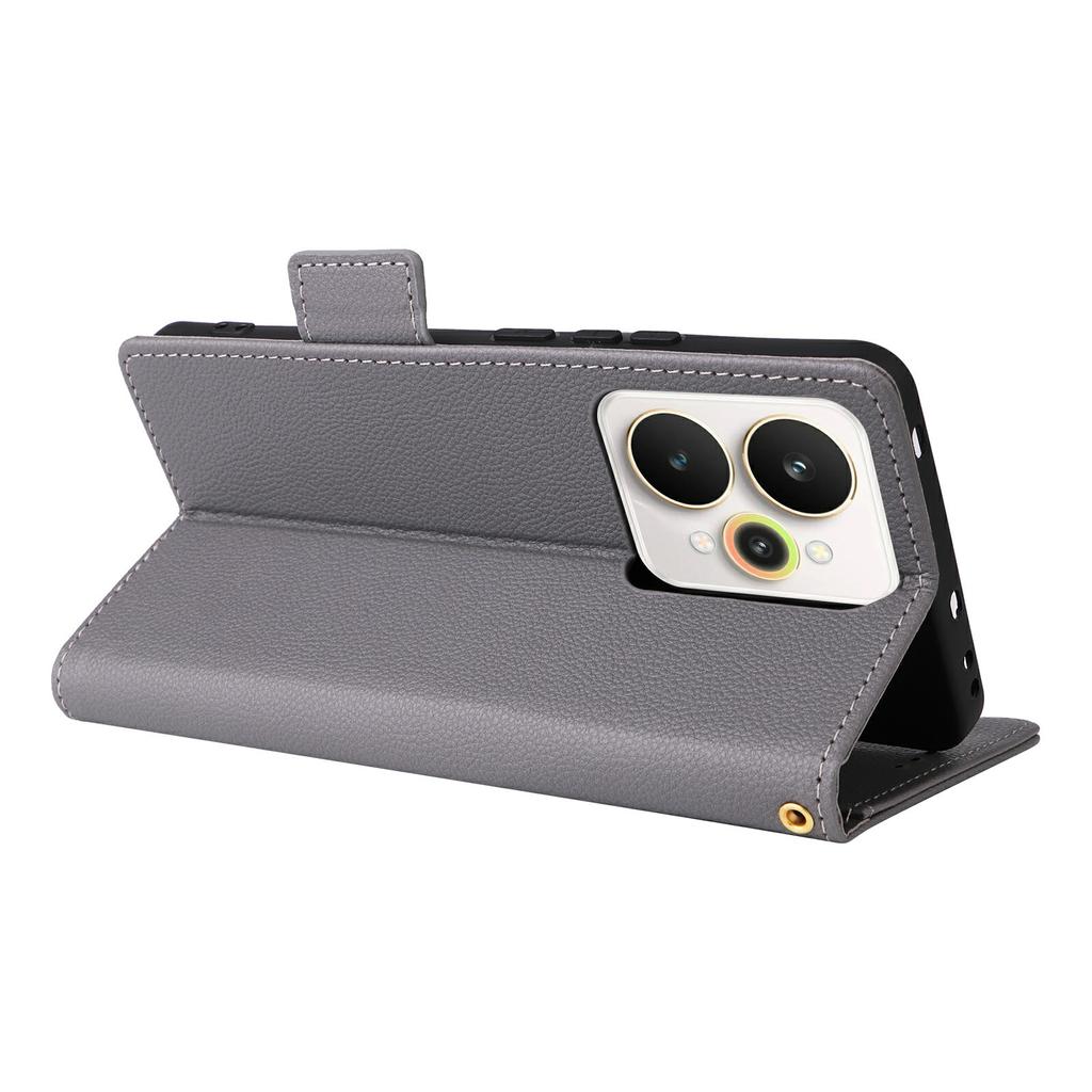 For Realme 15 Pro 5G/15 5G Case with Wrist Strap Litchi Texture PU Leather Wallet Phone Cover