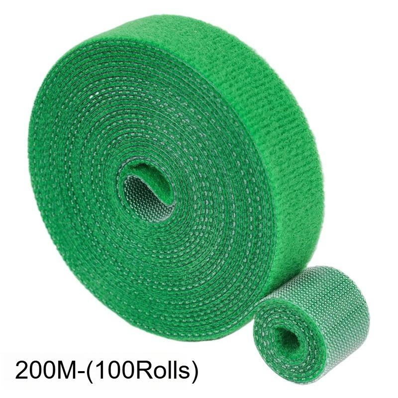 

200M/100Rolls Reusable Nylon Plant Tie Plant Bandage Hook Tie Loop Green red black Garden Plant Bandage Cable Ties Self Adhesive