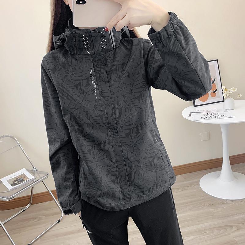 Women's Fashion Zipper Windbreaker Jacket Coat Windproof Hooded Jacket Outdoor Autumn Waterproof Coat Camping Hiking Sportswear Casual Clothing