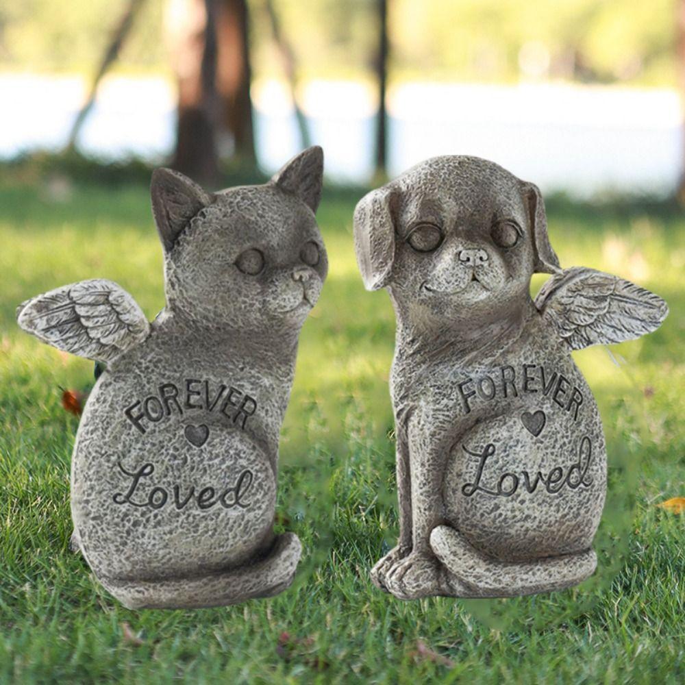 Resin Pet Memorial Statue Stone Finish Pet Memorial Tombstone  Living Room