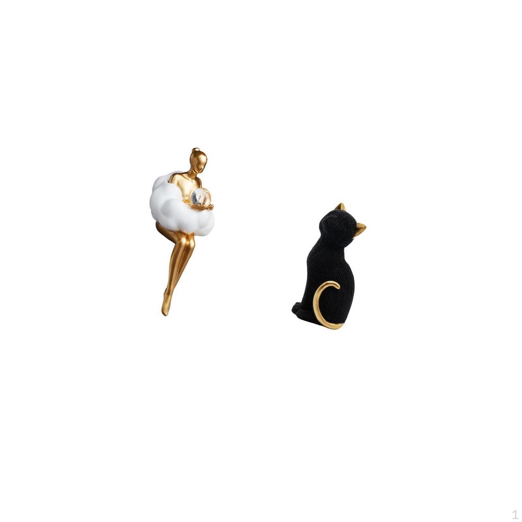 Aesthetic Girl Resin Art Figurine And Cat Decorative Sculpture Collectible for Office Entrance