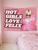 1 Skz Felix Beliebtes Mädchen Liebe Felix Konzert Banner Rosa Polyester Sternenfluss Muster Schlafzimmer Wandteppich K-Pop Fan Geburtstagsgeschenk