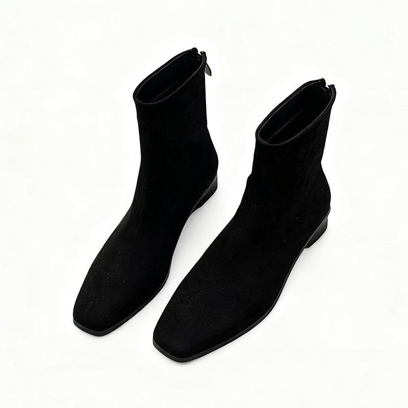 Coarse Heel Suede Korean Small Ankle Boots Women's Shoes 2025 New Autumn and Winter Velvet Martin Boots Fashionable Thin Short Boots