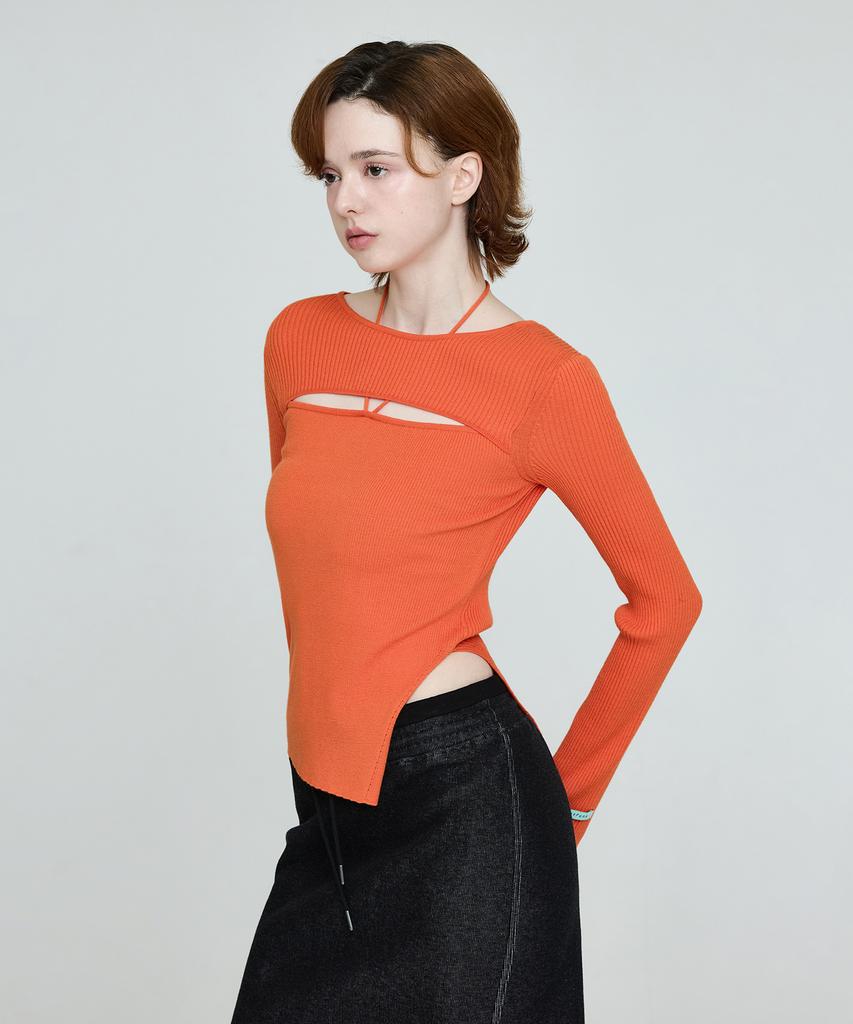 INSTANTFUNK Ribbon Diagonal Knit - Orange