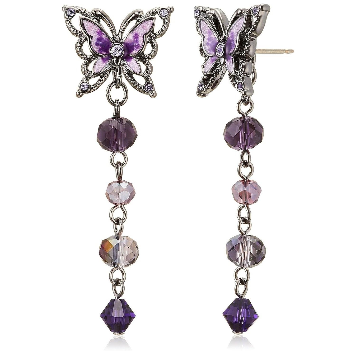 

ANNA SUI butterfly motif 2WAY earrings SAMA1420 XV purple