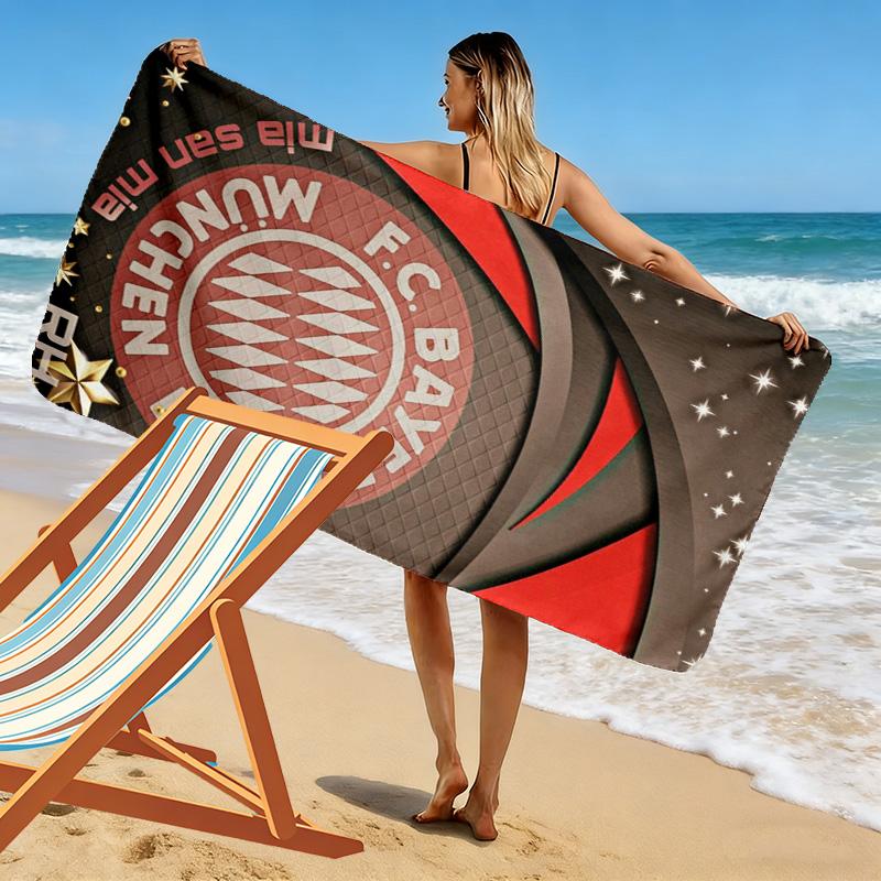 FC Bayern Munich Print Beach Towel, Large Soft Quick Dry Towel for Beach Camping Swimming