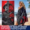 Gothic Aesthetics And Dark Rock Style Polyester Microfiber Beach Towel Is Highly Absorbent, Suitable Swimming And Beach Outings
