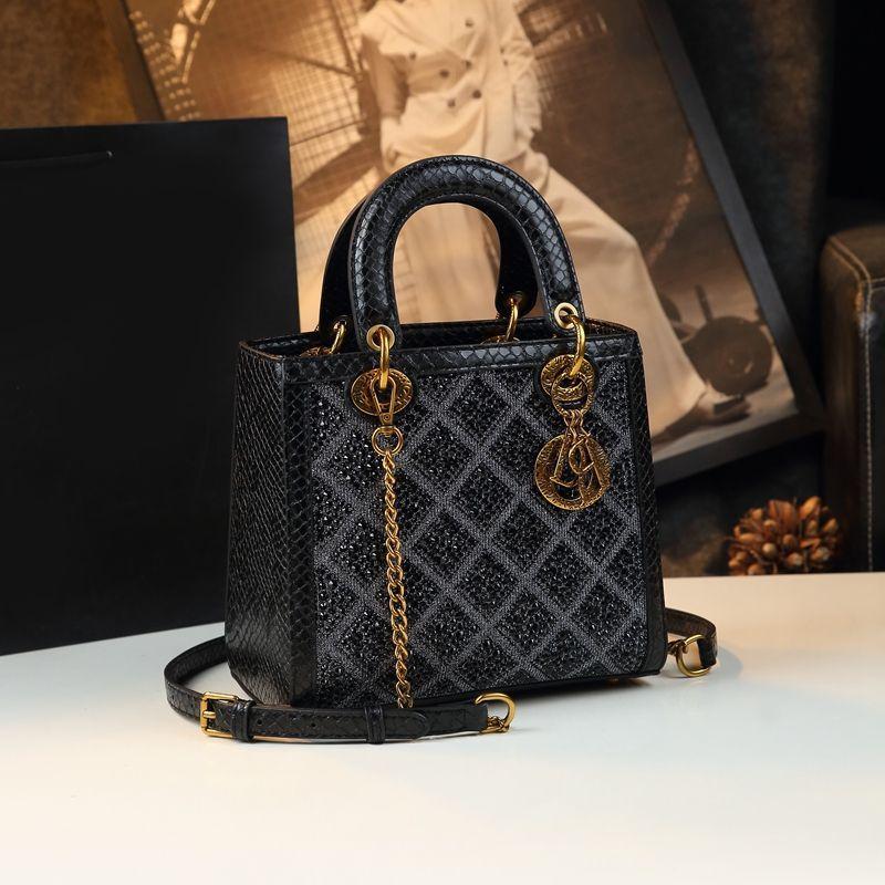 Strukturierte High-End Atmosphärische Rauten Diana Tasche, Echte Leder Damen Handtasche, Exquisite Ein Schulter Umhänge Handtasche, Damen Tasche