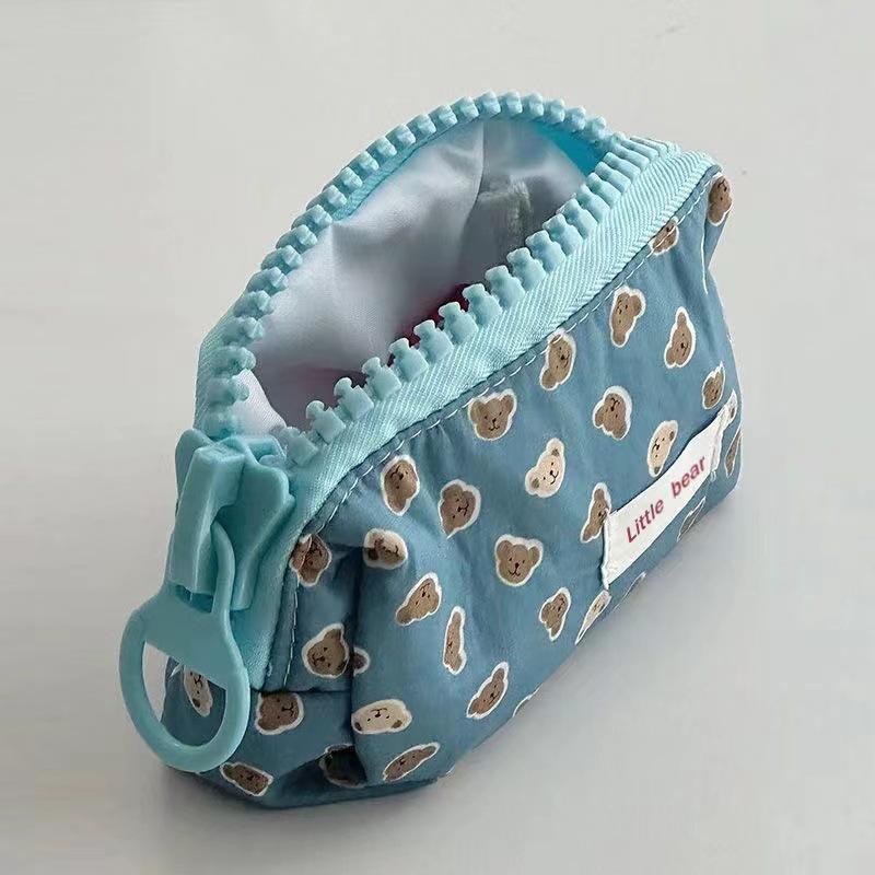 

New Blue Bear Large Zipper Pencil Case High Appearance Large Capacity Student Stationery Bag Storage Bags Practical Stationery